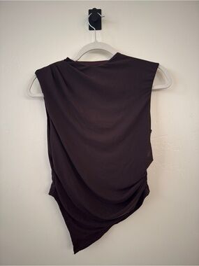 Sleeveless Draped Asymmetrical Top - Black